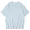 Camiseta de Manga Corta 100% Algodón Talla Americana, Camiseta Lisa Europea Transfronteriza, Cuello Redondo, Color Sólido, Ajuste Casual Holgado, Manga Corta Talla Grande