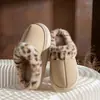 Pantuflas de Algodón para Mujer 2026 Nuevo Estampado de Leopardo para Interiores, Hogar, Exteriores, Suela Gruesa, Elevadoras, Felpa, Media Cubierta, Pantuflas de Invierno para Dama