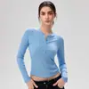 Nueva camiseta Henley de modal Lenzing para mujer, ropa deportiva para yoga, camiseta adelgazante de alta elasticidad, top de manga larga para correr y fitness.
