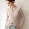 Cárdigan 100% Cachemir para Mujer, Cuello Redondo, Canalé, Doble Cremallera, Adelgazante, Manga Larga, Top de Estilo Suave
