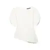 Comércio Exterior Roupas Femininas Europeias e Americanas Primavera 2026 Novo Estilo Coreano Gola Redonda Manga Curta Bufante Assimétrica Camiseta Top Liso para Mulheres