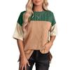 Amazon 2025 Camiseta de Mujer Transfronteriza Europea y Americana de Cuello Redondo, Moderna y Versátil, Top Tricolor Casual y Elegante