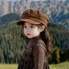Gorro para niños para otoño e invierno, boina octogonal de pana cálida y gruesa, gorra de niño tipo periódico artística unisex