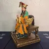 Madeira de Malmequer Finamente Esculpida e Pintada Estátua do Imperador de Jade Pintada de Dourado para Adoração, Ornamento de Estátua de Buda, Decoração de Casa, Artesanato em Madeira Maciça