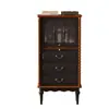 Gabinete Lateral Vintage de Madera Maciza Estilo Francés para Apartamentos Pequeños, Cómoda de Lujo Ligero con Tres Cajones, Vitrina de Cristal para Sala de Estar, Gabinete Lateral para Comedor