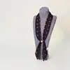 Novo Colar de Lenço de Seda com Contas para Mulheres, Corrente para Suéter Retrô de Bolinhas e Flor de Castanha, Lenço Pequeno Fino Moderno Literário Versátil