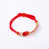 Nuevo Cordón de Mano Nudo de Flor de Durazno de Doble Capa Tejido a Mano DIY para Niños Pareja Pulsera de Mano Ajustable Accesorios de Cuerda