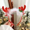 2024 Fofo Chapéu de Natal Vermelho Headband Feminina Laço de Pelúcia Grampo de Cabelo Headband Outono e Inverno