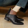 Botines Cortos de Cuero Suave con Tacón Bajo y Punta Fina, Estilo Nuevo de Otoño, Versátiles y Elegantes para Mujer, Otoño e Invierno, Talla Grande, Cierre Trasero, Combinación de Colores, Botas de Moda