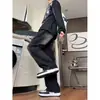 Calça Jeans Masculina Estilo Hong Kong Verão Novo 2024 Letra Personalizada Hip-Hop Ins Moderna High Street Moderna Bonita