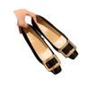 Sapatos Baixos de Couro Genuíno Estilo Francês com Fivela Quadrada e Bico Quadrado, Salto Baixo, Adequados para o Trabalho, Delicados Sapatos de Noite com Estilo Francês