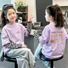 Camiseta elegante de algodón puro para niñas, de manga larga, diseñada para parecer un conjunto de dos piezas, perfecta para primavera y otoño, adecuada para niñas mayores, top casual de cuello redondo