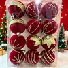 Nuevo Set de Bolas de Navidad de Terciopelo Flocado de Gama Alta con Pedrería de Colores, Bolas de Navidad Flocadas de 4 cm, Bolas de Plástico Pintadas, Bolas de Navidad 1