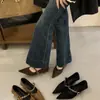 Otoño 2025 Nueva Moda Versátil Punta Puntiaguda Gamuza Elegantes Zapatos de Trabajo Poco Profundos para Mujer con Tacón Grueso Slip-On