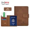 Bolsa de Pasaporte Rfid Transfronteriza Funda Protectora Antirrobo para Pasaporte Hebilla Bolso para Documentos Holder de Pasaporte de Viaje de Cuero de Pu