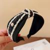 Novo estilo Chanel preto e branco nó arco de cabelo alto craniano superior largo lado headband sul-coreano alta qualidade rosto lavagem cabelo cartão acessórios