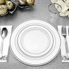 Juego de 17 piezas de platos desechables para cena, platos con borde dorado, copas de vino, cubiertos, tenedores y cucharas, platos de plástico PS troquelados en oro rosa, transfronterizo