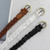 Cinturón de Cuero Trenzado de Cuatro Hilos con Puntada Decorativa Fina, Cinturón Trenzado de Cuero Genuino con Hebilla de Pin, Disponible para Dropshipping