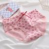 Roupa Íntima Respirável Floral Rosa de Cintura Média Estilo Japonês Fofa e Doce Estampada Confortável Shorts Triângulo para Meninas Estudantes 910