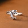 Anillo de Zorro Flor de Ciruelo para Mujer Estilo Étnico Vintage Diseño Nicho Lindo Animal Pequeño Boca Viva Anillo Ajustable