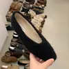 Mocasines Planos de Felpa Cálida de Algodón Estilo Francés, Zapatos Peludos Versátiles Coreanos para Mujer, Mocasines para Exteriores de Otoño e Invierno