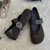 Zapatos Mary Jane Súper Suaves Estilo Francés para Mujer 2025 Otoño Nuevos Retro Planos de Doble Uso con Correa Sola de Boca Baja