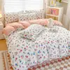 Juego de Ropa de Cama de Cuatro Piezas Estilo Ins, Sábana Cepillada Sencilla, Funda de Edredón para Dormitorio de Estudiante, Juego de Ropa de Cama de Tres Piezas, Funda de Edredón de 2 m para Uso Doméstico