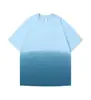 Camiseta de Algodón con Estampado Casual Holgado de Manga Corta con Degradado Hip-Hop Urbano Americano para Hombre y Mujer Marca de Moda