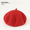 Gorro infantil de otoño e invierno, nuevo estilo, boina de lana a la moda para niñas, gorro de pintor de color liso para uso diario.
