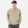 Sudadera de punto simple y casual con cuello polo y media cremallera para hombre, nueva colección otoño/invierno 2026, sudadera básica casual de moda