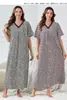 Vestido Longo Floral de Algodão Confortável com Mangas Curtas Soltas e Decote V Feminino para o Verão de 2025 para Exportação 1,3m
