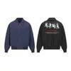 AW1590 Moda de rua americana masculina jaqueta de algodão grossa de inverno à prova de vento com design de bordado de cavalo e gola reversível
