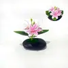 Nuevo Flor de Jazmín Calyx de 3 Púas Piedra Negra Estilo Bonsái Película 3D Flor Artificial Planta en Maceta de Escritorio para el Hogar Adorno Pequeño