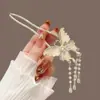 Delicada Elegante Borboleta Pérola Franja em U Grampo de Cabelo Grampo de Cabelo de Disco Exquisito Feminino Artefato Fixo Grampo de Cabelo Acessório de Cabeça Feminino