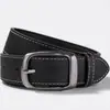 Cinturón de Moda Trendy para Hombre Estilo Casual Hong Kong Hebilla de Pin Retro Cintura Ancha Versátil Negro Dropshipping