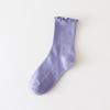 Calcetines de media pantorrilla para mujer con bordes rizados, Calcetines apilados, Tubo medio de algodón puro, Calcetines de seda helada de verano delgados