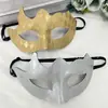 Máscara de Halloween de medio rostro de PVC con patrón de diamantes multifacético transfronteriza, accesorio de disfraz para fiestas de máscaras y eventos de maquillaje