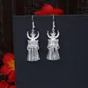 [Selección Premium] Pendientes Estilo Étnico de Minorías Vintage con Plata de Minorías Étnicas, Pendientes Largos Colgantes Florales Estilo Bohemio Único