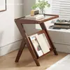 Estante de noche estilo lujo ligero, mesa auxiliar, mesita, mesa de café de moda, mesa larga de cristal, mesa de esquina estilo japonés para apartamentos pequeños, mini