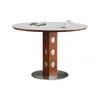 Mesa de jantar redonda para apartamento pequeno estilo antigo mesa de jantar de metal retrô francês madeira maciça tampo de rocha mesa redonda Bobo