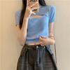Transfronterizo 2023 Verano Sentido del Diseño Nicho Chic Calado Falso Suéter de Dos Piezas Camiseta de Manga Corta Top Corto Mujer