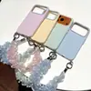 Funda de teléfono de color sólido estilo macarrón, adecuada para Apple 18 Pro Max, iPhone 17, con asa de cinta, 16, estilo coreano, 15