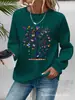 Tamaño Europeo Transfronterizo Suéter con Estampado de Árbol y Mariposas de Dibujos Animados de Colores para Mujer