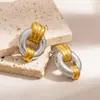 Pendientes de Acero Inoxidable Transfronterizos, Pendientes de Aro Geométricos Estilo Metal, Pendientes de Moda y Gama Alta con Combinación de Colores Dorado y Plateado