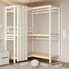 Arara de Roupas de Chão Guarda-Roupa Aberto para Quarto Prateleira de Metal Aço para Hall de Entrada Prateleira de Armazenamento de Roupas para Pendurar Montagem