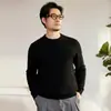 Suéter 100% Cachemir Puro Otoño Invierno Nuevo para Hombre Cuello Redondo Casual Tejido de Punto Holgado Jersey Suéter Cálido