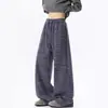 Calça Reta de Perna Larga Listrada Preta Relaxada Estilo Retro Americano para Homens e Mulheres, Marca Tendência Primavera e Verão Calça Longa Casual com Caimento Solto