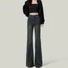 Jeans Acampanados de Tiro Alto Nano Gris Americanos Vintage para Mujer Tendencia Nuevos Pantalones Adelgazantes Bootcut de Longitud Completa