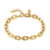 Europa y Estados Unidos estilo transfronterizo moda ins pulsera de acero de titanio todo partido estilo frío pulsera ovalada con forma de O de acero inoxidable 18K