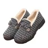Mocassins Femininos com Forro de Pelúcia, Sapatos Engrossados para Idosos, Sapatos Macios da Vovó de Pequim Antigo, Botas de Algodão Quentes para Meia-Idade e Idosos, Botas de Neve